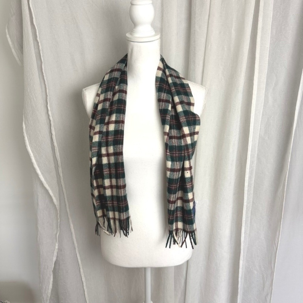Pendleton Scarf Unisex 46" Green Red Plaid Virgin Wool Old Money Preppy USA